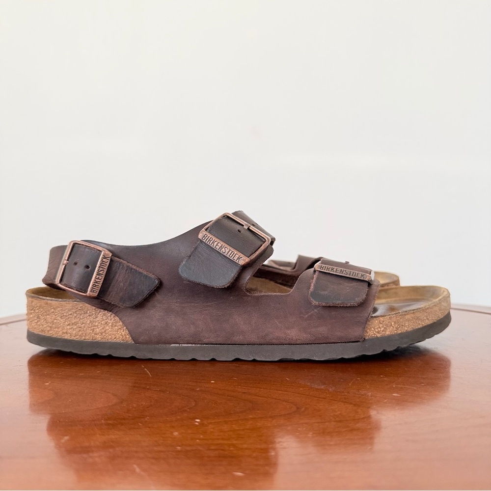 Birkenstock Unisex Milano Brown Leather Strap Sandals | EU 44